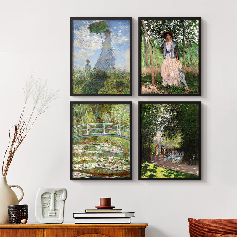 «Vintage Landscape XL III», 4 pièces sur papier, Noir, H 32 po x l 10 po