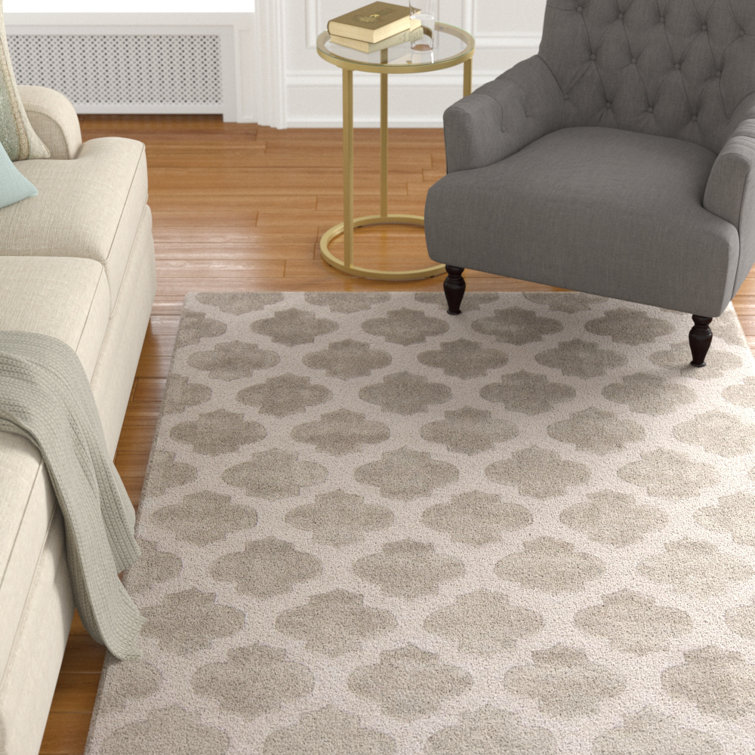 Tapis décoratif gris/beige Touffeté à la main à motif géométrique Windsor
