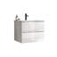 Meuble-lavabo de salle de bain blanc brillant de 24 po de style moderne avec lavabo en céramique et évier de rangement spacieux à tiroirs silencieux, tiroirs silencieux, grande capacité