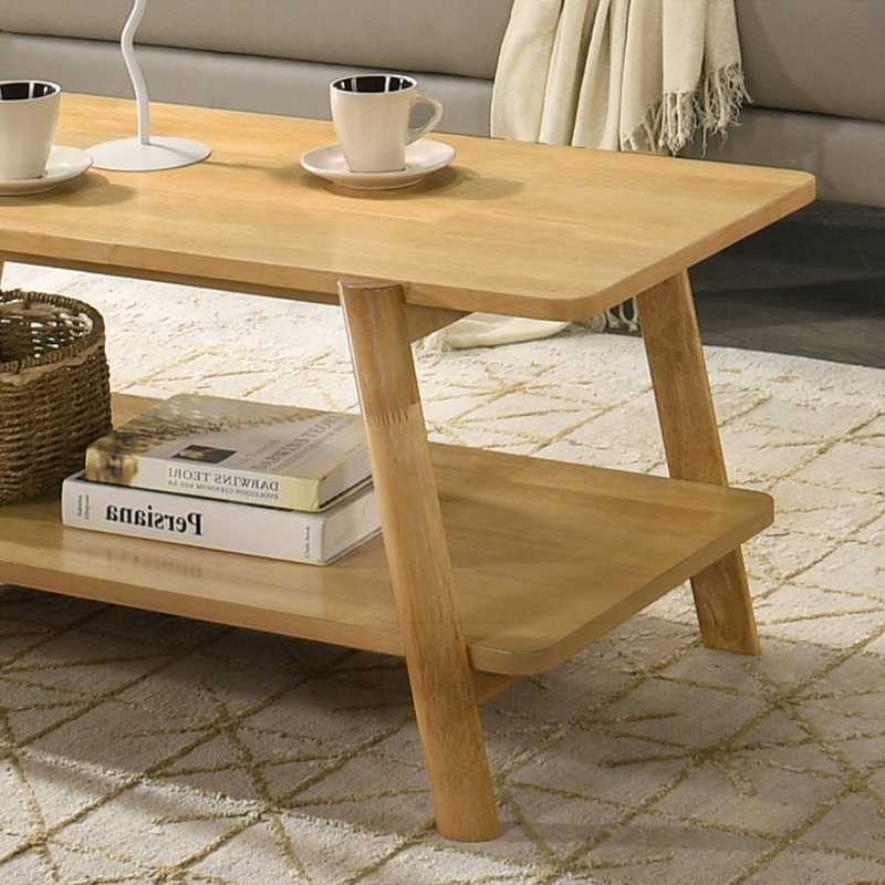 Table basse avec tablette en bois moderne de style moderne Mid-Century