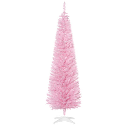 Arbre de Noël artificiel en forme de crayon de 1,80 m, rose, pour la décoration intérieure.