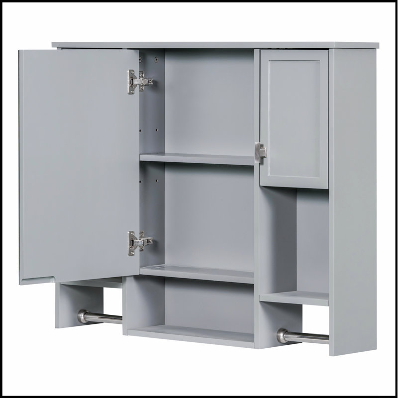 Armoire de rangement murale moderne pour salle de bain (89 x 71 cm) avec miroir et porte-serviettes, alliant style et fonctionnalité pour une organisation optimale.