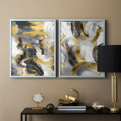 ABSTRACT Series cmxxxvi - reproduction encadrée de qualité supérieure - prête à être accrochée - aucun clou requis - aucun clou requis