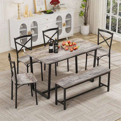 6 Pieces Dining Set 6-Piece Kitchen Table Set For Kitchen, Breakfast Nook, Living Room Occasions