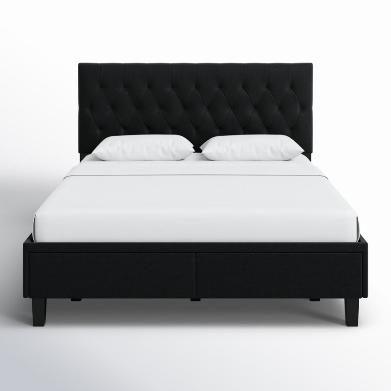 Upholstered Storage Bed, Full, Black