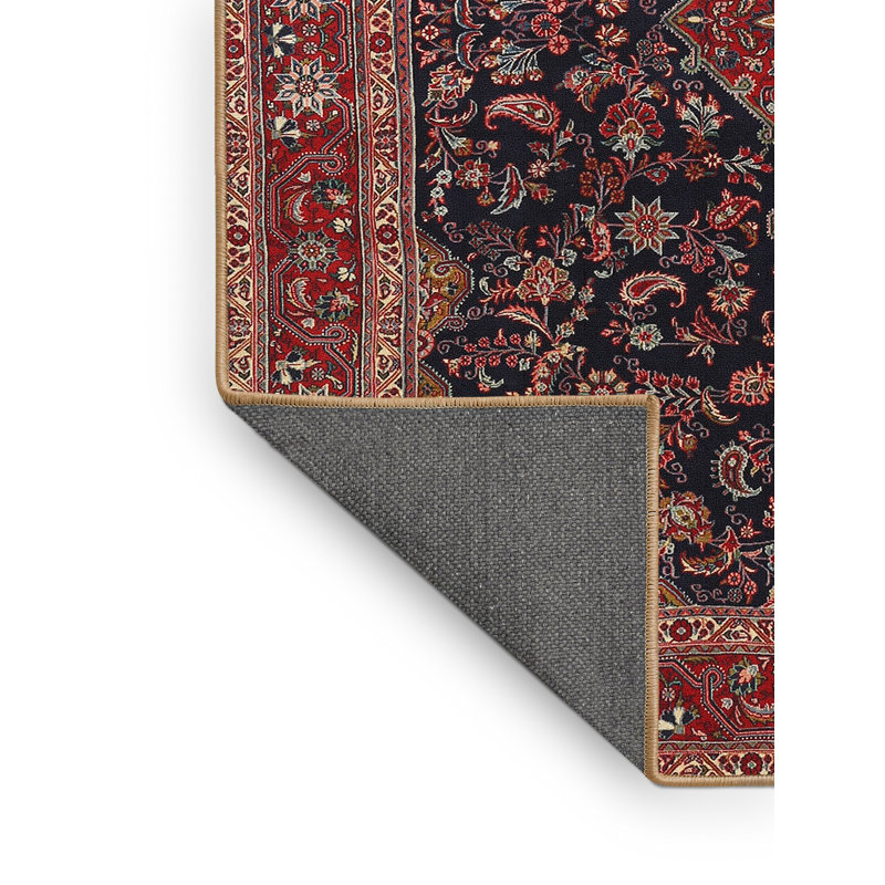 Tapis traditionnel rouge / crème / jaune Gallois, Rectangle 3 pi x 5 pi