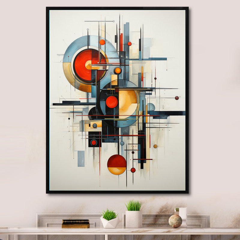 «Constructivism Geometric Constructsan Abstract», reproduction d'art sur toile encadrée, H 40 po x l 30 po x P 1,5 po, Noir
