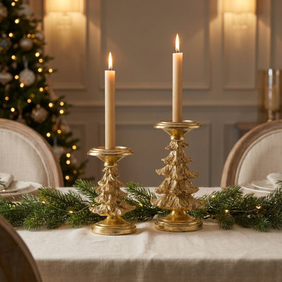 8.5-10" Resin Christmas Tree Candle Holder