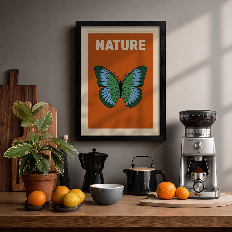 Nature Butterfly Minimalist - Print, A1 - 84.1 x 59.4 cm, Black