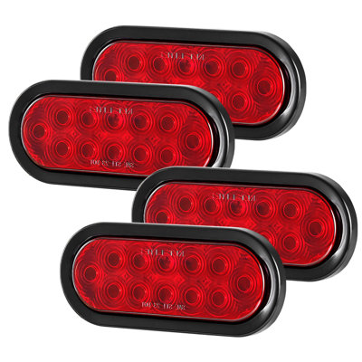 Trailer Lights, 4PCS 12V Oval LED Trailer Tail Lights Kit With Stop Brake Turn Tail Lamp, Waterproof Tow Lighting Kit For Boat Truck Camper RV Snowmobile Bus Caravan, 2 Mounting Options, Red