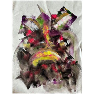 «Abstract Ganesha», peinture à l'huile sur toile par Charulata Sridhar - Art mural spirituel contemporain pour méditation boho