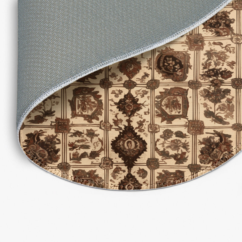 Tapis d'intérieur et d'extérieur brun Persian, Rond 5 pi