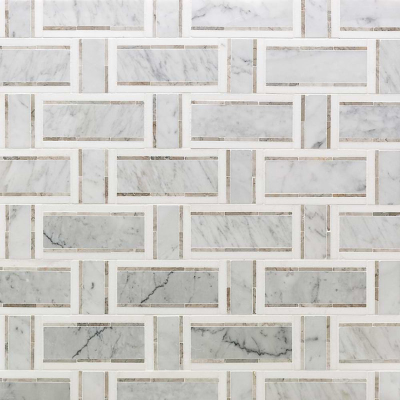Esplanade 13x13 Polished Thassos Marble Mosaic Tile