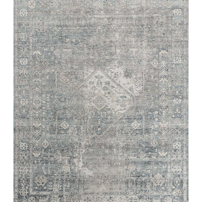 Tapis oriental gris en laine tissé à la main
