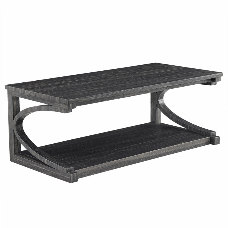 Clayman Faux Wood Rectangular Coffee Table, Black