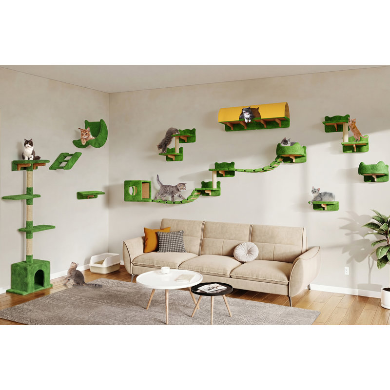 Ensemble de 20 meubles muraux pour chats, Vert