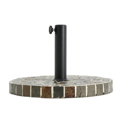 Circular Mosaic Tile Umbrella Base with Adjustable Holder