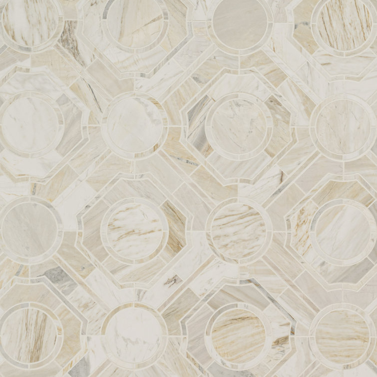 Athena Gold Regency 10" X 10" Polished Marble Mosaic Tile