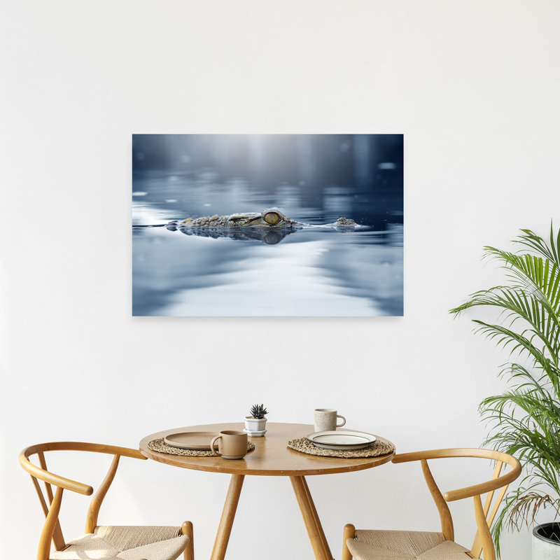 Watchful Crocodile Eye Contemporary Alligator Crocodile Wall Art Print 1 Piece Wrapped Canvas Wall Art, 60.96cm H x 91.44cm W