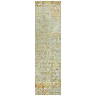 Machine Washable Indoor/Outdoor Xhevrie Sage Rug