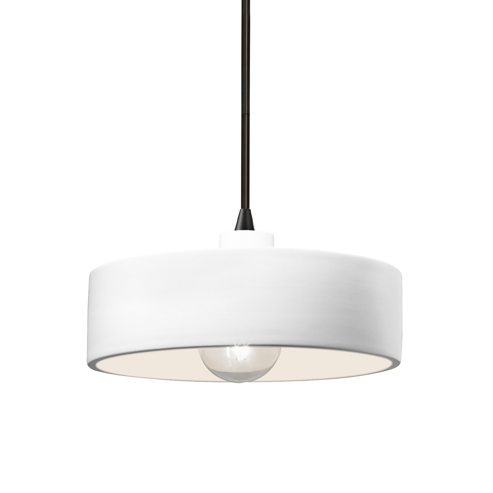 Colgate Single Light Ceramic Dimmable Pendant, Gloss White, Matte Black