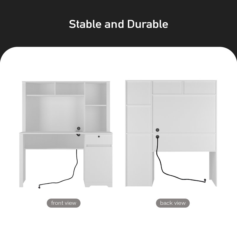Bureau d'ordinateur avec armoire de 51,18 po de largeur Javaris