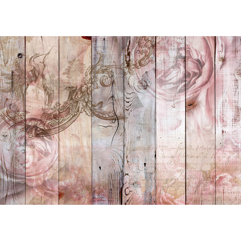 Papier peint abstrait, fantaisie bois pastel doux, L 110 po x l 157 po