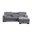 Canapé d'angle convertible Kipling II de 95 po en chenille gris pâle avec méridienne à droite, porte-gobelets et ports USB