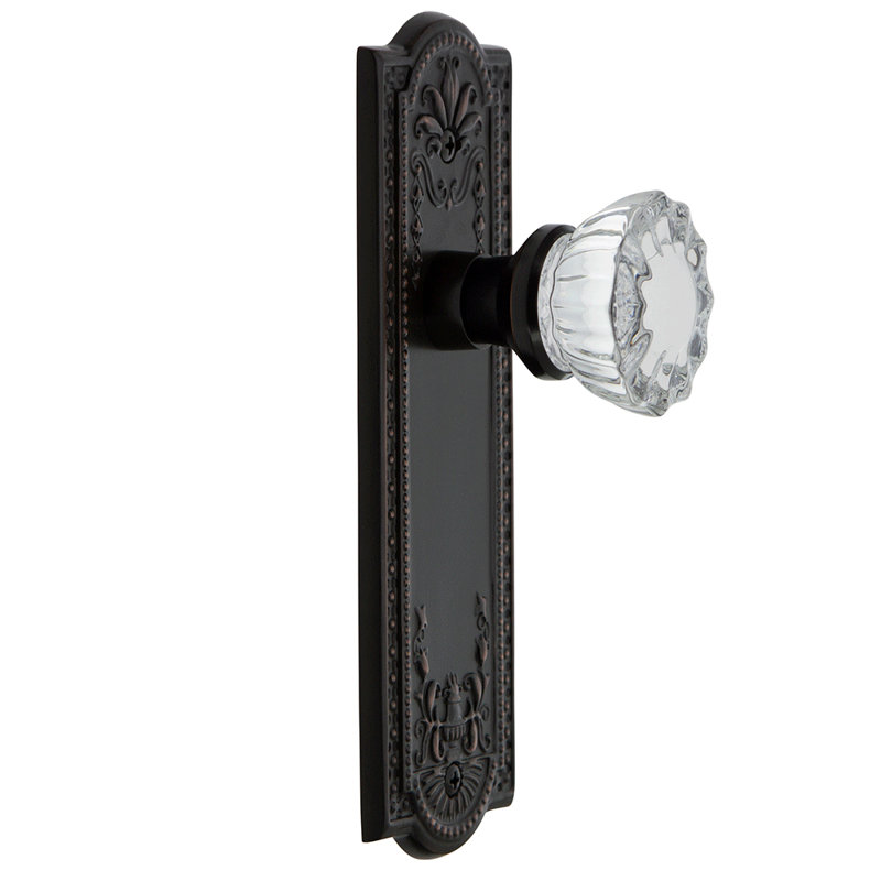 Meadows Plate with Crystal Door Knob, Timeless Bronze, 2-3/8"