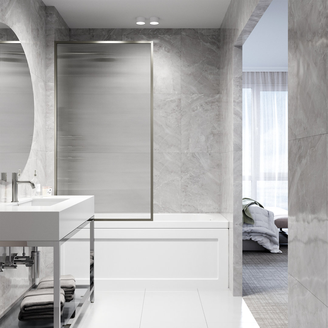 Meridian 34" W x 62" H Fixed Framed Bathtub Screen with 3/8" Glass VIGO 