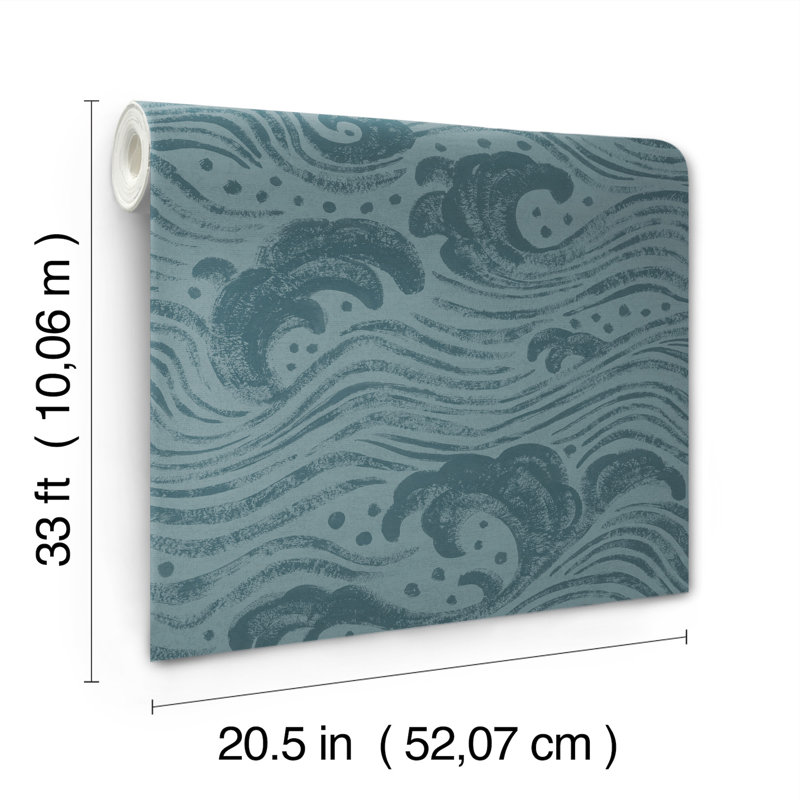 Swell Ocean Wave Wallpaper, Teal