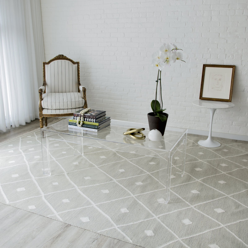 Thompson Wool Geometric Area Rug in Sage, Rectangle 5' x 7'6"