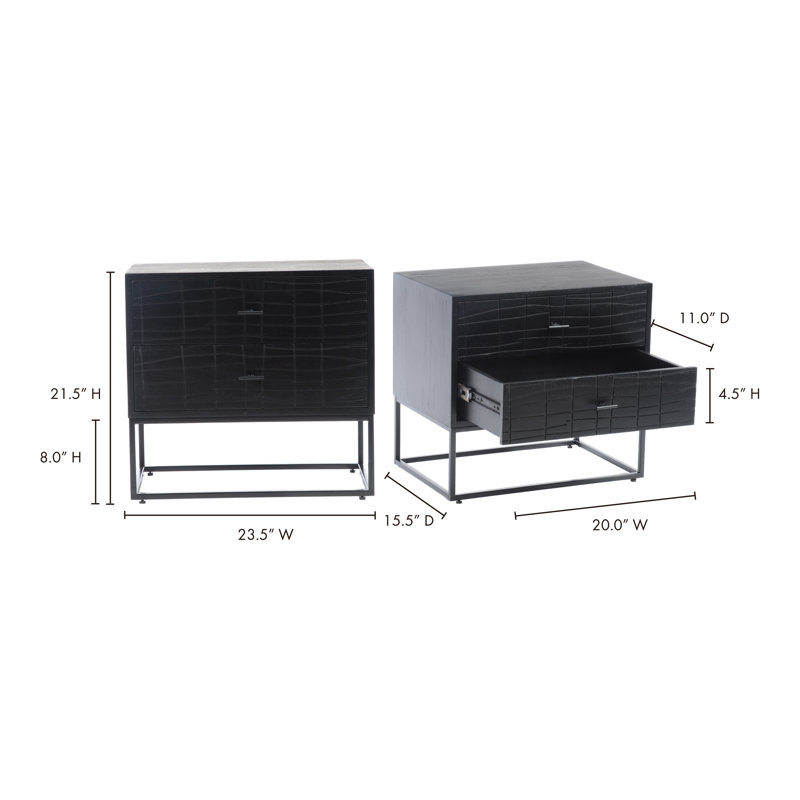 Nicky 2 - Drawer Nightstand, Black