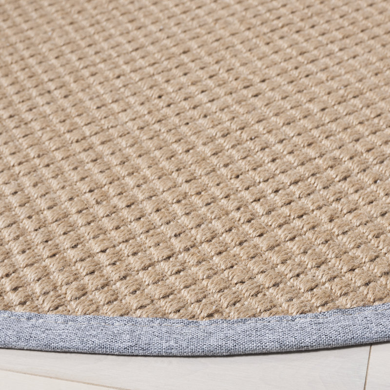 Tapis naturel en fibre naturelle 144 de couleur maïs / brun, Rond 6 pi