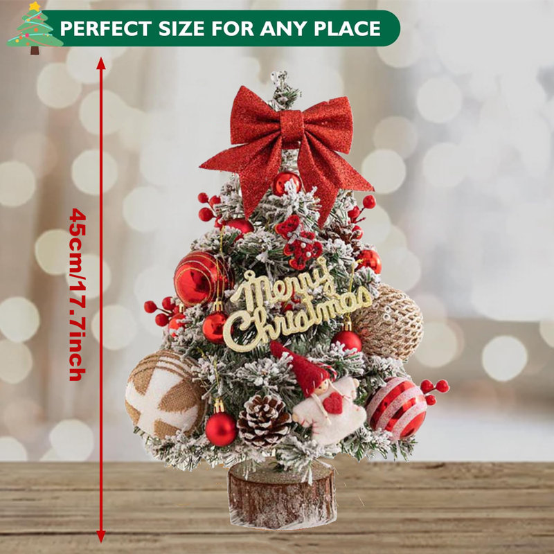 Arbre de Noël artificiel enneigé avec lumières à DEL 17,7 po pour table
