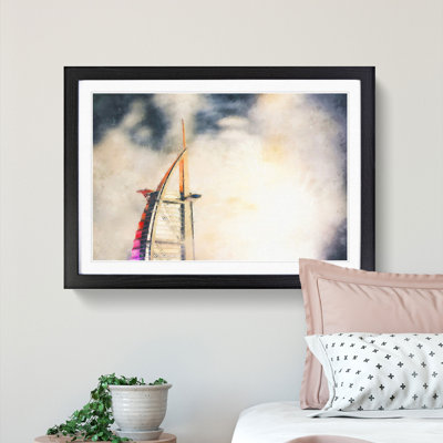 Burj Al Arab Hotel In Dubai Painting - Single Picture Frame Print on MDF