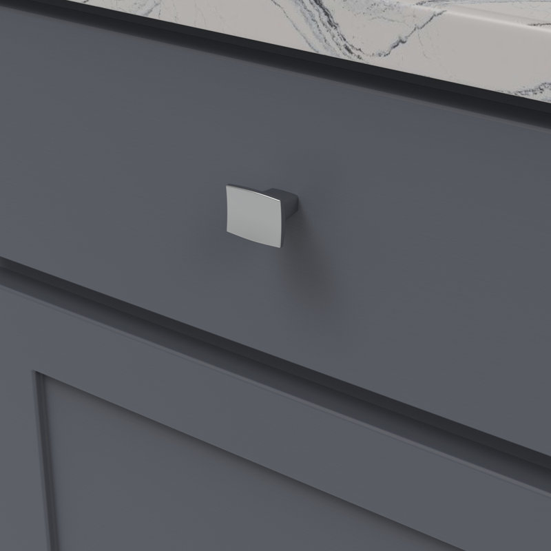 Poignée rectangulaire Channel Collection - Bouton d'armoire de 1 1/4 po x 1 po chrome - Quincaillerie contemporaine pour tiroirs et armoires