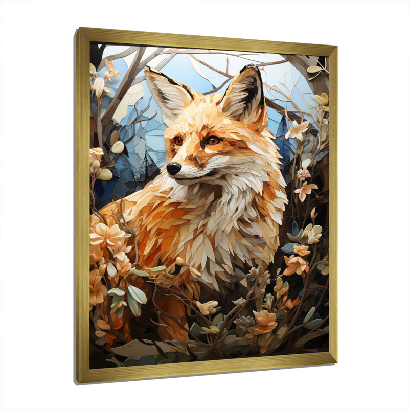 Fox Wilderness Observer Pastoral I - animaux, impressions sur toile, Encadrement doré, H 20 po x l 12 po x P 1 po