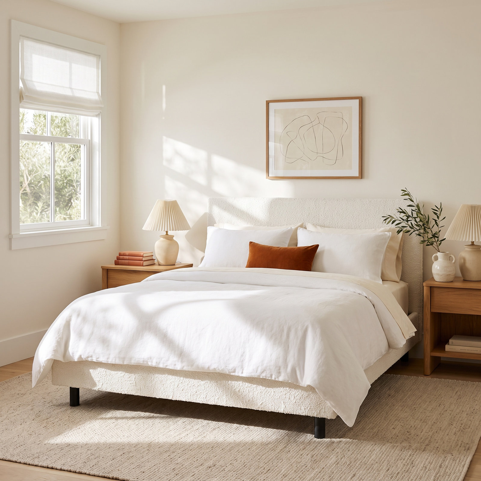 Adrien Upholstered Bed, Twin, Classic Snow Boucle