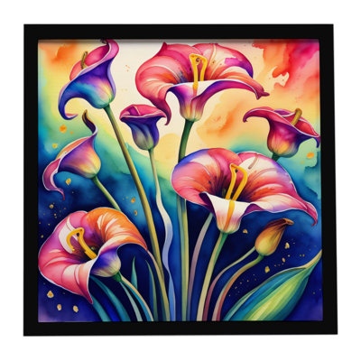 Colorful Calla Lilies Framed Metal Print