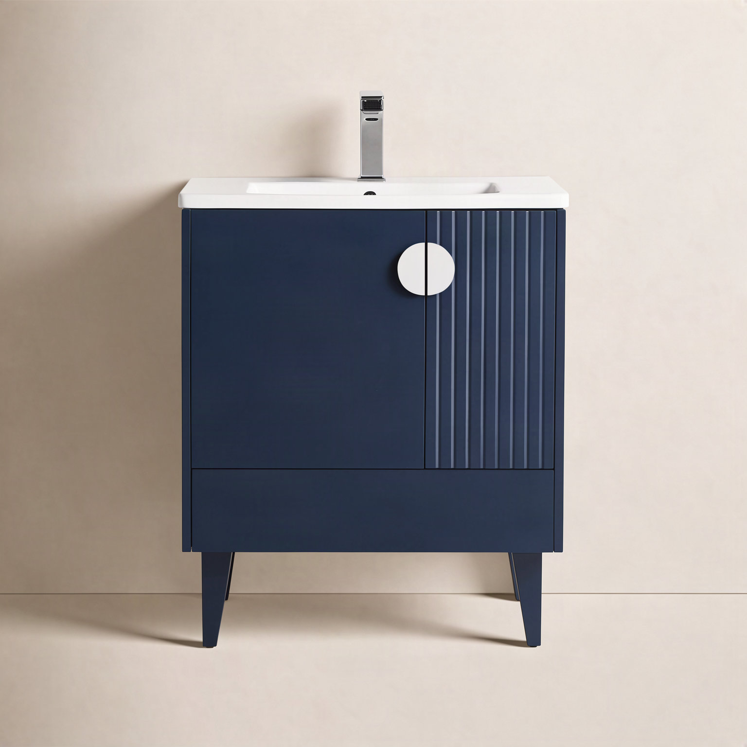 Saimah 30'' Single Bathroom Vanity, Navy Blue, Polished Chrome