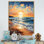 «Beach Sunkissed Sands Pointillism I», reproduction sur toile