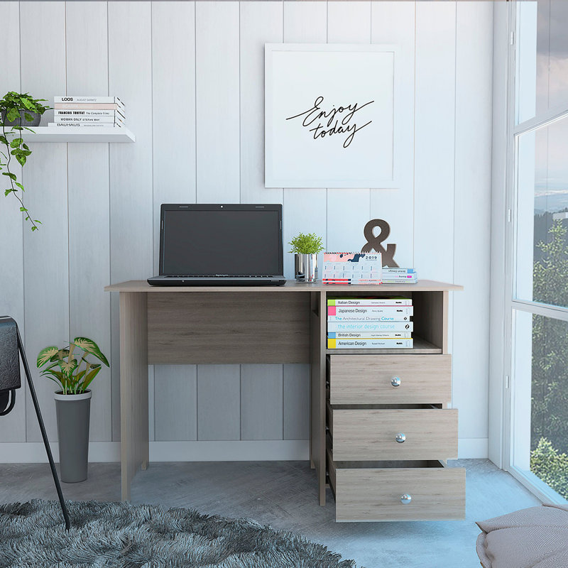 Bureau d'écriture à 3 tiroirs avec compartiment ouvert Edgewater