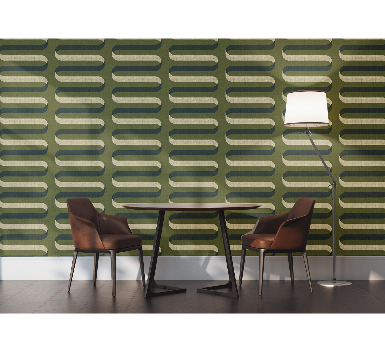 Folding Ribbon Peel & Stick Wallpaper Roll, Olive, Non-pasted