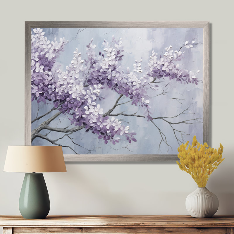 Beautiful Lilac Dreamscape IV - Lilacs, art mural encadré, H 34 po x l 44 po x P 1,5 po, Cadre simple argenté