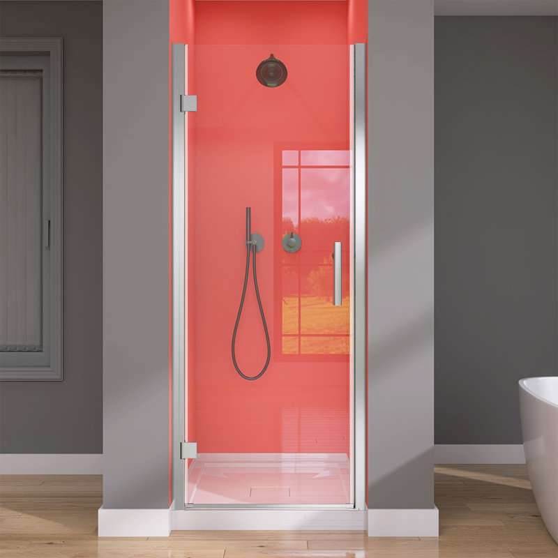Porte de douche pivotante sans cadre en verre trempé de 30 à 31 1/4 po x H 72 po, Vers la gauche, Chrome