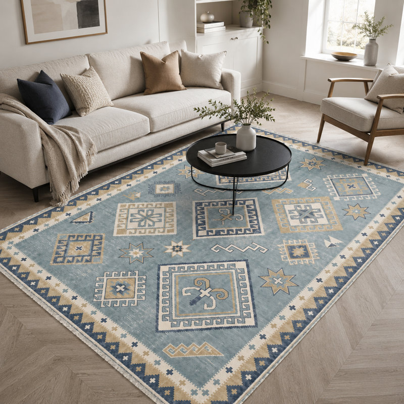 Geometric Cotton and Chenille Flatweave Area Rug, 60 x 100 cm