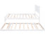 Lit plateforme blanc avec lit gigogne réglable en bois de pin et taille combinée faite de matériaux solides-615807145