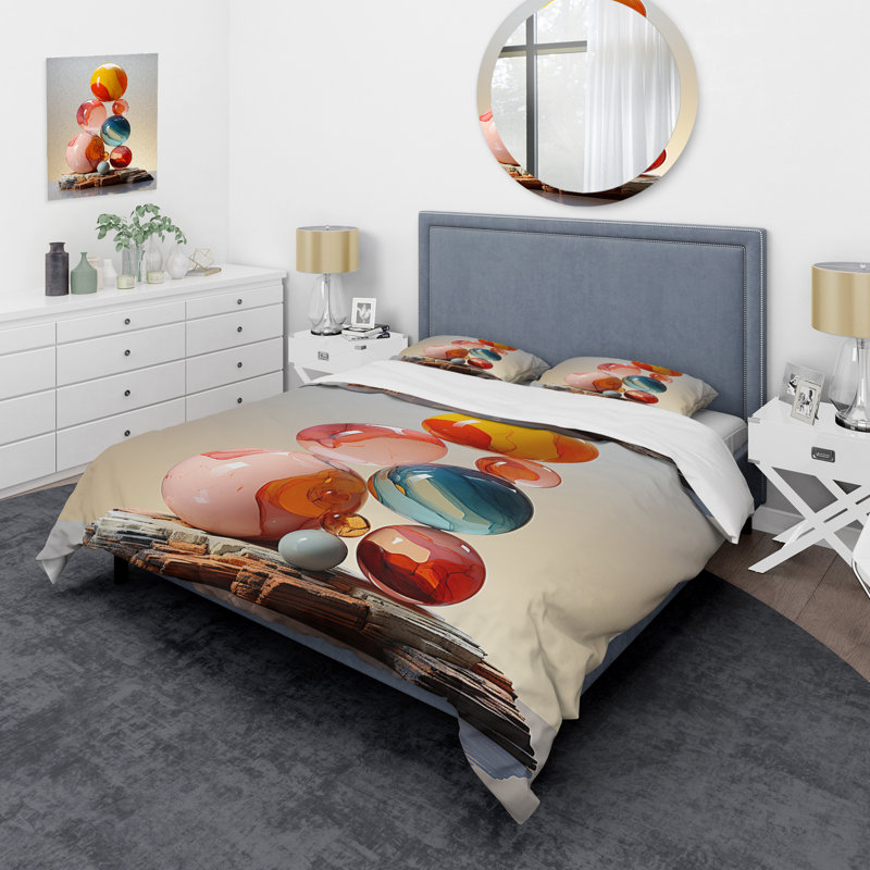 Ensemble de housse de couette Abstract Geometric Marbles Pyramid III - Abstract Modern Shapes