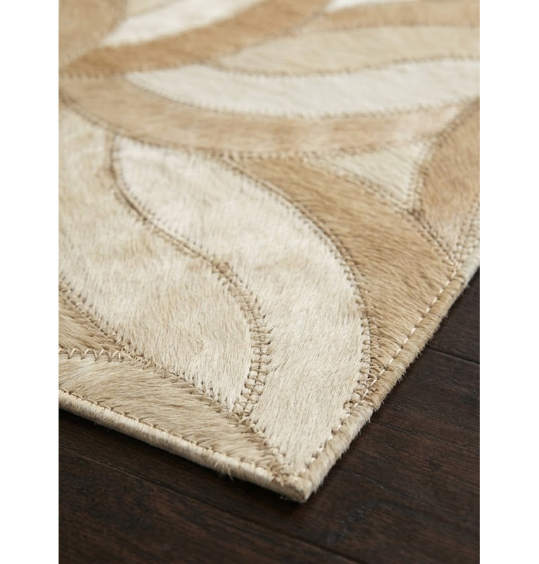 Tapis Abani Rugs Hide HID280A Beige Crème à motifs floraux patchwork Yocelyne, 4 pi x 6 pi